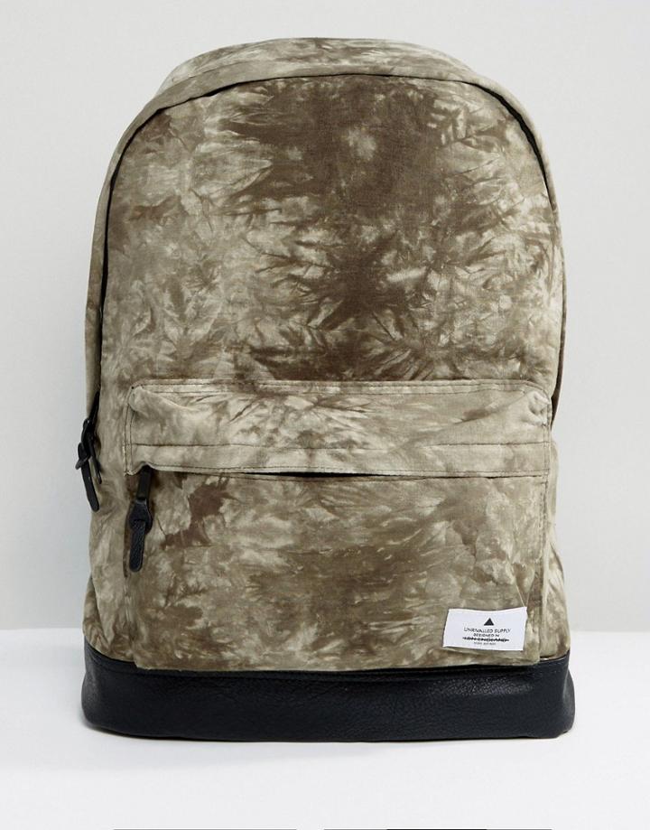 Asos Backpack In Khaki Tie Dye - Green