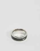 Emporio Armani Logo Ring In Carbon Fibre - Silver