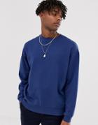 Asos Design Oversized Sweatshirt In Bright Navy-blue