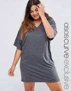 Asos Curve Kimono Sleeve T-shirt Dress - Gray