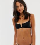 River Island Cami Bikini Top With V Wire In Black - Black