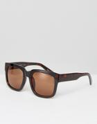 Pieces Melba Square Frame Sunglasses - Brown