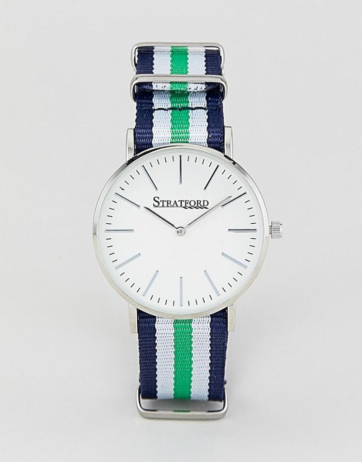 Stratford Canvas Strap Watch With Silver Dial - Silver