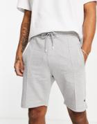 Threadbare Central Pleat Jersey Shorts In Light Gray-grey