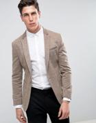 Asos Super Skinny Blazer In Mushroom Jersey - Brown