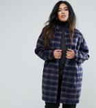 Junarose Plus Coat In Check With Belt - Multi