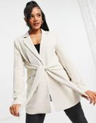 Na-kd Tie Front Blazer In Off White
