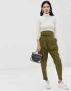 Asos Design High Waist Balloon Tapered Pants-green