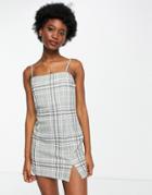 Asos Design Jersey Mini Suit Dress In Preppy Check - Part Of A Set-multi