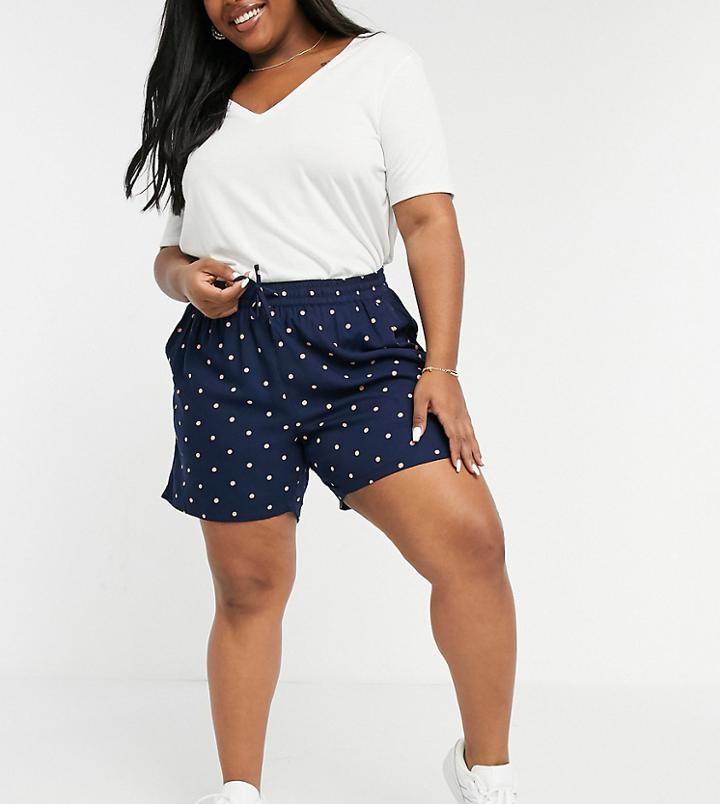 Junarose Tie Waist Shorts In Navy Spot