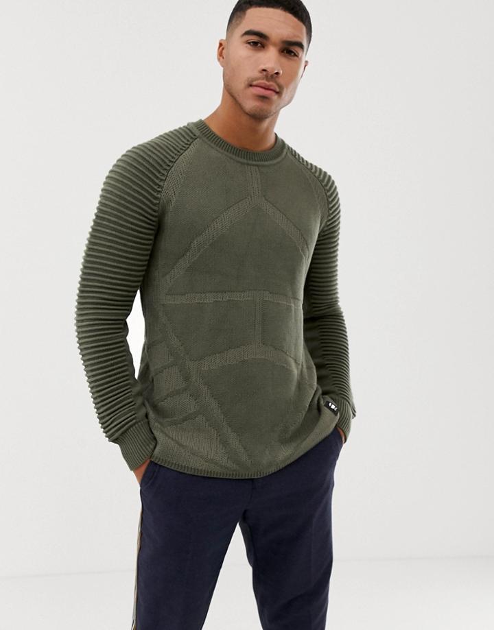 G-star Suzaki Pro Ribbed Knit Sweater In Khaki - Green