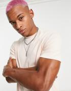 Asos Design Rib T-shirt In Light Pink