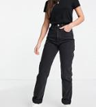 Asos Design Tall High Waist Slouchy Mom Jeans In Washed Black