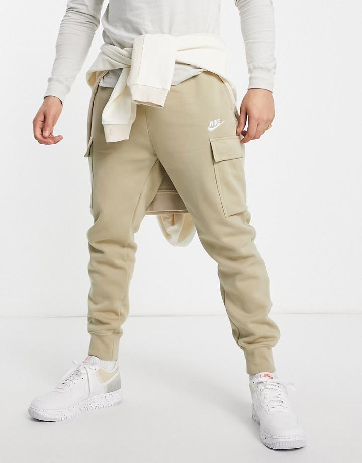 Nike Club Fleece Cuffed Cargo Sweatpants In Stone-neutral