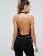 Asos Top In Slinky With Chain Back Detail - Black
