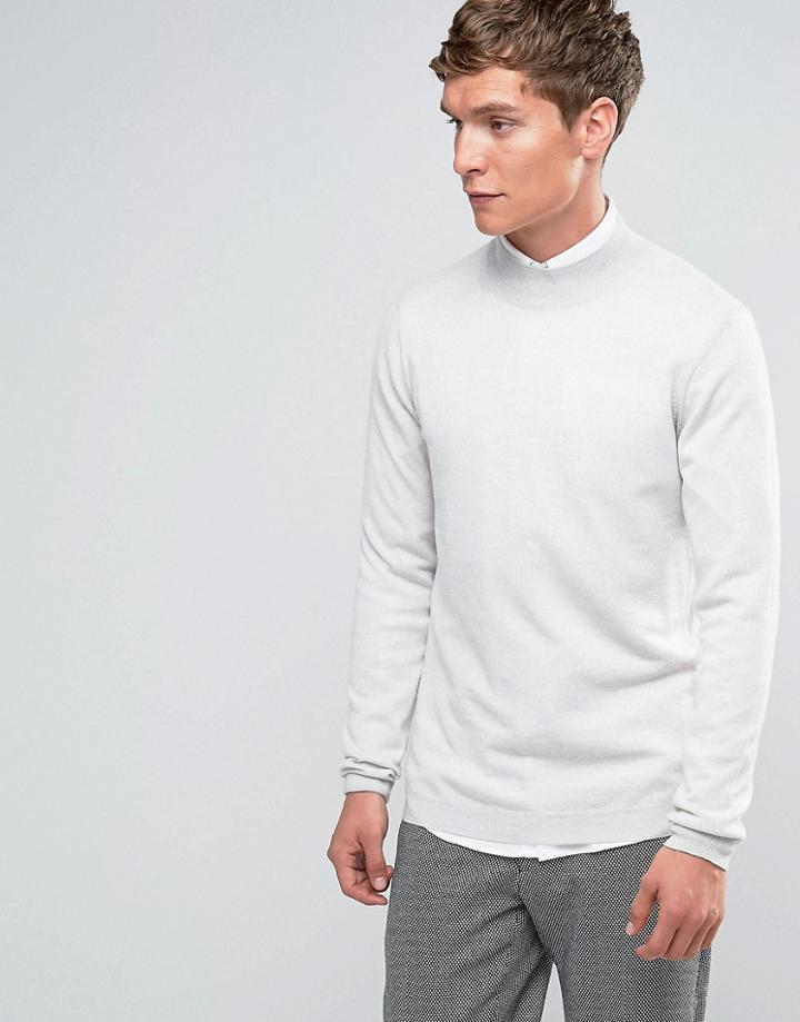 Asos Turtleneck Sweater In Merino Wool - Gray