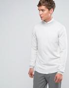 Asos Turtleneck Sweater In Merino Wool - Gray
