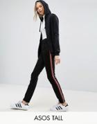 Asos Tall Cigarette Pants With Side Stripe - Black