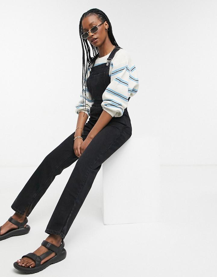 Asos Design Denim '90's' Straight Leg Overalls In Washed Black