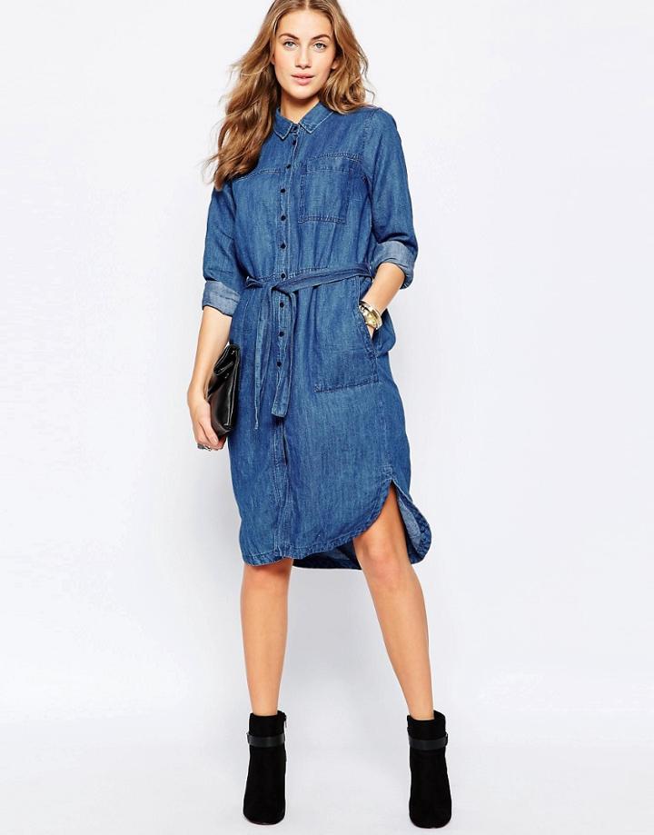 Pull & Bear Denim Dress - Blue