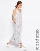 Asos Petite Jersey Jumpsuit With Wide Leg In Variegated Stripe - Mono
