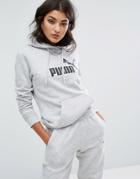 Puma Logo Pullover Hoodie In Gray - Gray