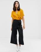 Unique21 Flared Culotte With Belt Buckle - Black