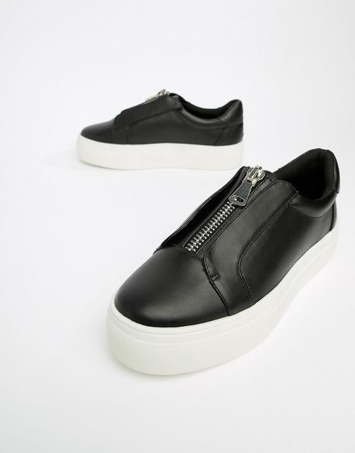 London Rebel Zip Flatform Sneakers - Black