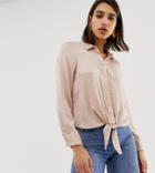 River Island Jaquard Tie Front Shirt In Pink - Pink