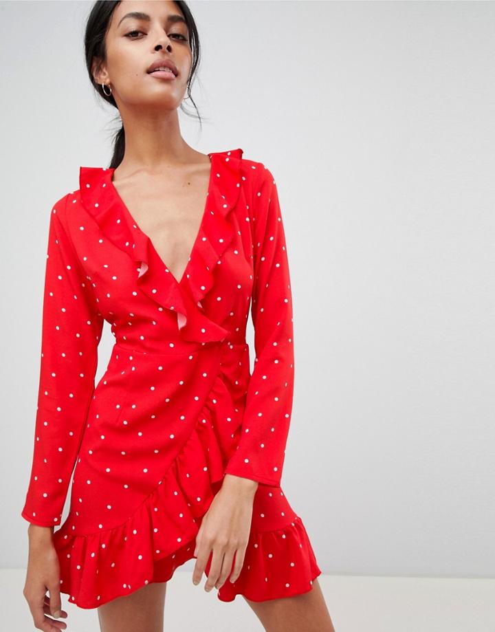 Love & Other Things Polka Dot Dress-red