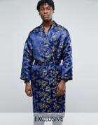Reclaimed Vintage Brocade Kimono - Navy
