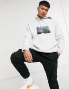 Asos Design Oversized Hoodie With Photo Chest Graphic-white