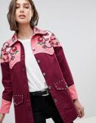 Asos Design Western Embroidered Jacket - Red