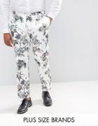 Asos Plus Wedding Skinny Smart Pants In Pastel Floral Print - White