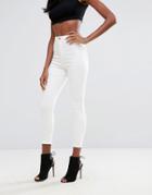 Missguided Vice High Waisted Super Skinny Ankle Grazer Jeans - White