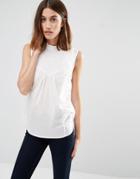 Warehouse Sleeveless Asymmetric Ruffle Shirt - White