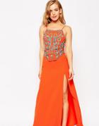 Maya Petite Embellished Maxi Dress With High Neck - Orange