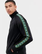 Jack & Jones Core Logo Taped Sleeve Sweat Jacket In Black