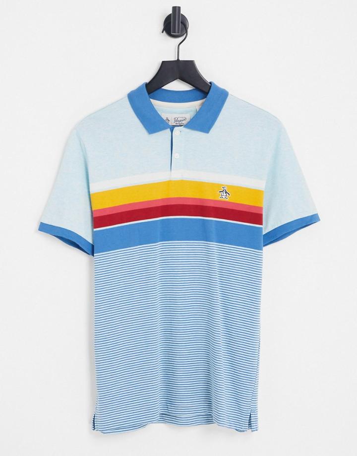 Original Penguin Polo Chest Stripe In Multi-blue