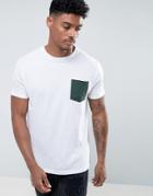 Brave Soul Green Pocket T-shirt - White