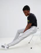 Adidas Originals Three Stripe Cuffed Sweat Pants In Gray - Gray