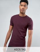 Asos Tall Muscle T-shirt In Oxblood - Red