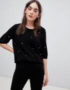 B.young Pearl Embellished Top - Black