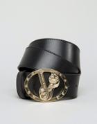 Versace Jeans Belt With Signature Buckle - Black