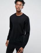 Hugo By Hugo Boss San Lorenzo Sweater Merino Knit Crewneck - Black