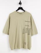 Asos Dark Future Oversized T-shirt In Heavyweight Jersey With Multi Prints In Neutral
