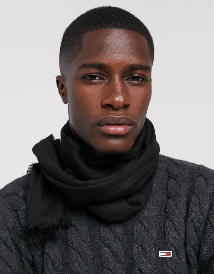 Asos Design Lightweight Scarf In Bci Cotton - Black