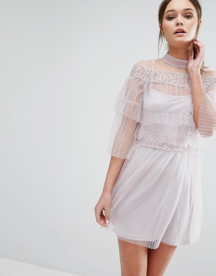 True Decadence Tulle Mini Dress In Layering - Pink