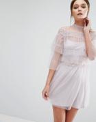 True Decadence Tulle Mini Dress In Layering - Pink