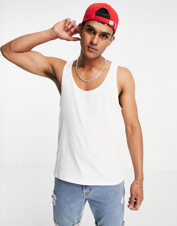 Asos Design Tank In Cream-neutral